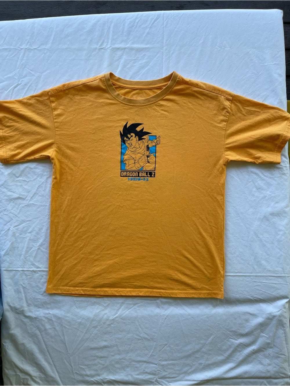 Reebok Dragon Ball Z Graphic Tee - Mustard Yellow with Blue Accent